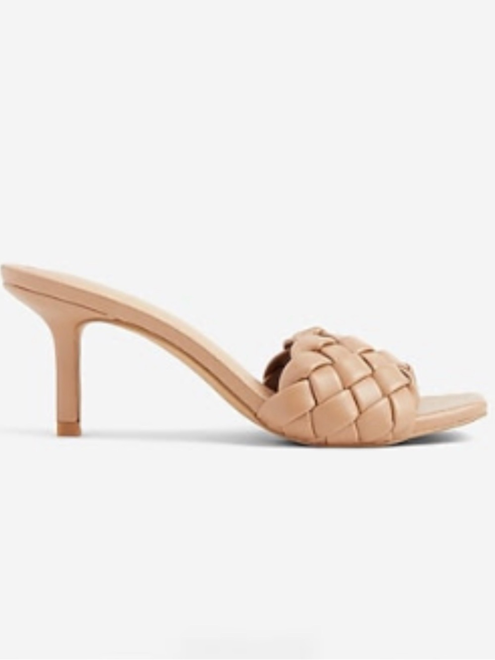 Express Tan Woven Quilted Slide Heels Kitten Heel Size 6